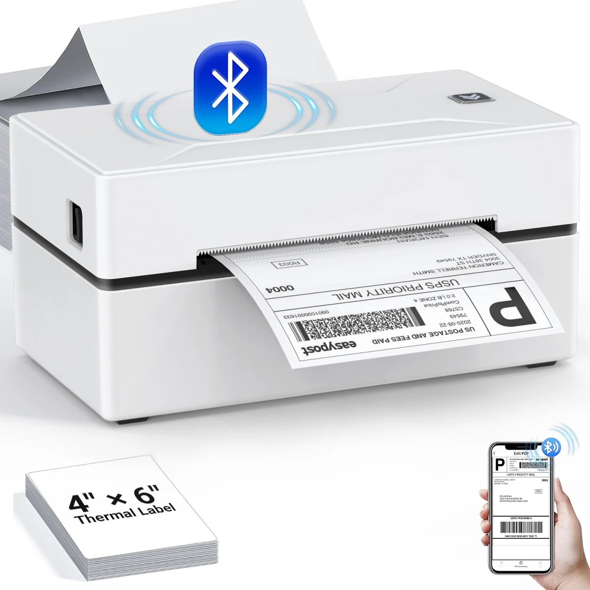 Marklife Thermal Label Printer D100 Portable Bluetooth Wireless Small Shipping 4X6inch Printer Support Android Mac iOS Windows