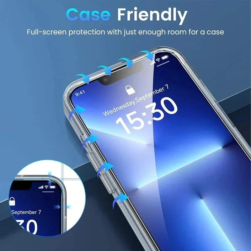 3Pcs Tempered Glass For iPhone 15 11 12 14 Pro Max 14 15 Plus Screen Protector For iPhone 13 Mini XR X XS MAX Protective Glass