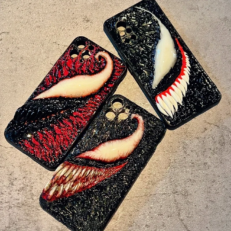 4093 Original 3D hecho a mano luminoso teléfono móvil Venom Massacre estilo oscuro funda para teléfono móvil personalizado regalo de Navidad y Halloween