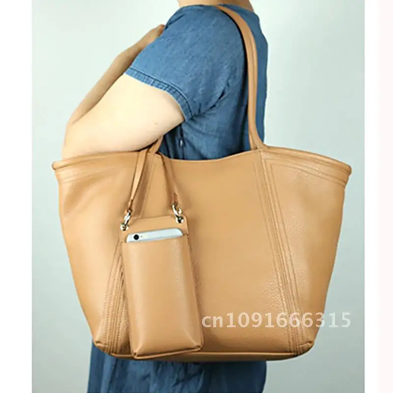 2023 Genuine Leather Women Handbag  Cowhide Skin Bag Large Capacity Vintage Mother Shoppers Tote For Travel