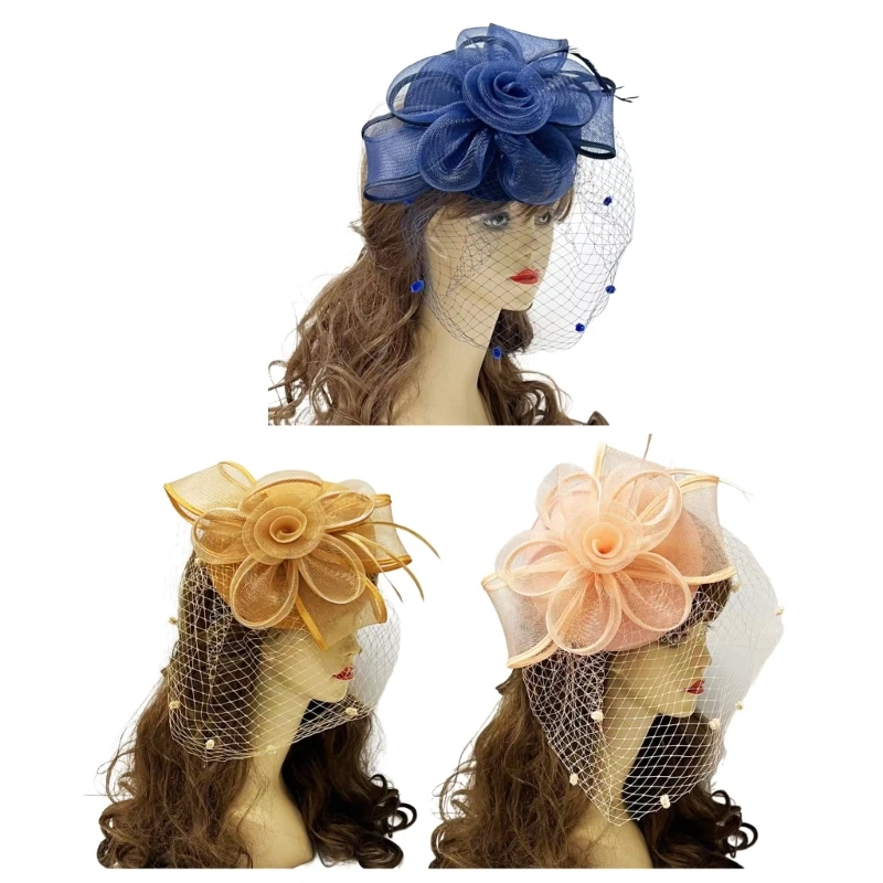 

Women Flapper Hat Fascinator Hat Party Hair Pin Horse Race Headpiece for Cocktail Party Masquerade French Pillbox Hat