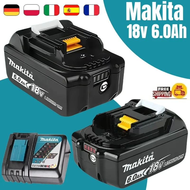 شاحن بطارية ليثيوم أيون 100% أصلي 18 فولت ماكيتا 6.0 أمبير في الساعة قابل لإعادة الشحن وأداة طاقة DGA404 DTD173 TWO04G DTW700 عالية الجودة. #1