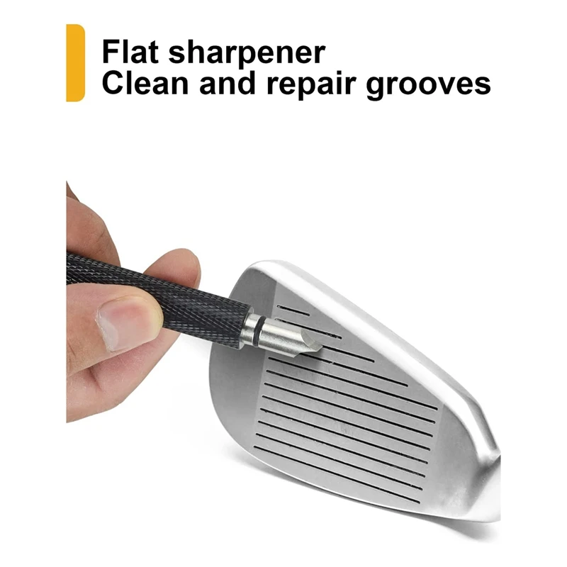 Kit de limpiador de palos de Golf, cepillo retráctil y 2 afiladores de ranuras para U y V, Kit de limpieza de palos de Golf