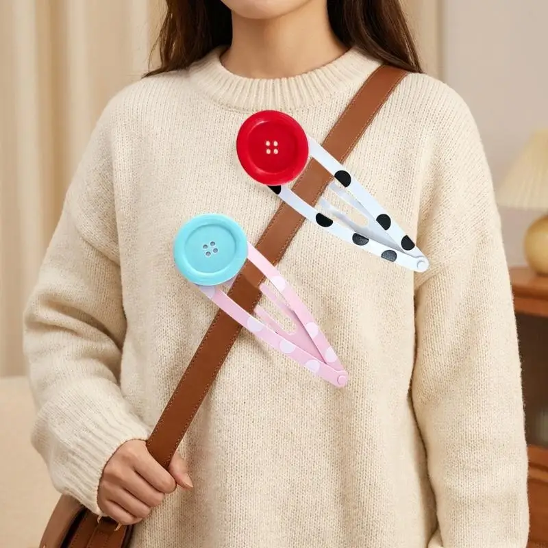 2025 New Creative Button Accent Hair Clip for Gathering Bangs and Loose Sections