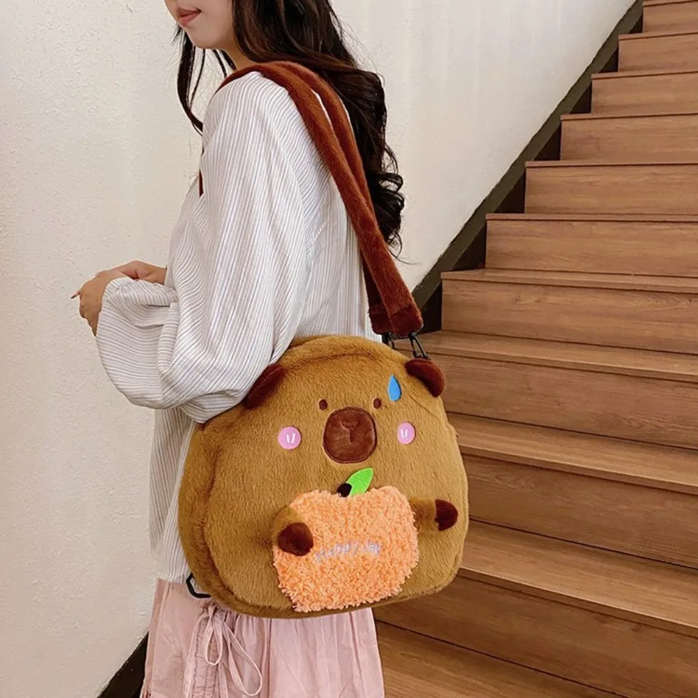 

Storage Bag Stuffed Capyabra Backpack Plush Cartoon Capyabra Plush Bag Soft Cute Cartoon Doll Bag Gifts