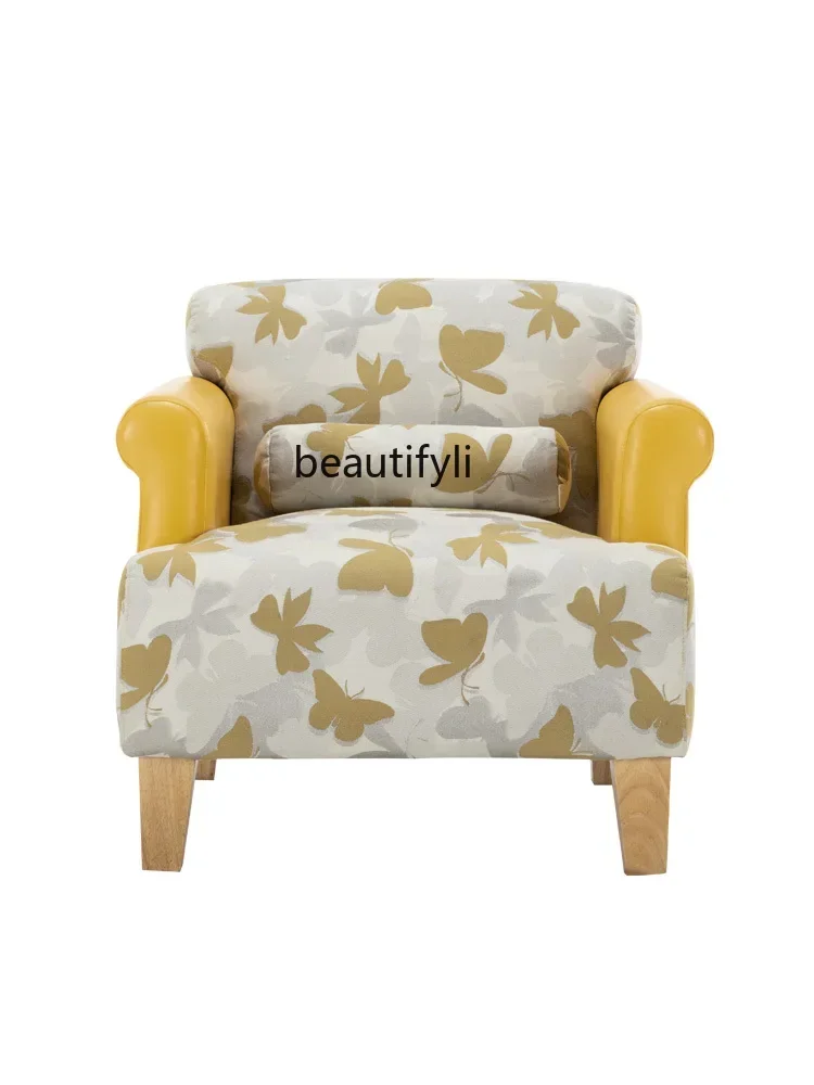 

LXLiving Room Bedroom American Single Sofa Leather Cloth Hotel Leisure Fabric Sofa Chair