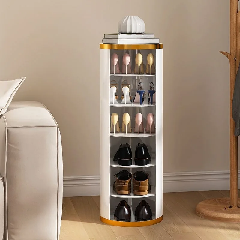Installation-free ultra-narrow rotating shoe cabinet round model, home entrance shoe rack, porch against the wall corridor