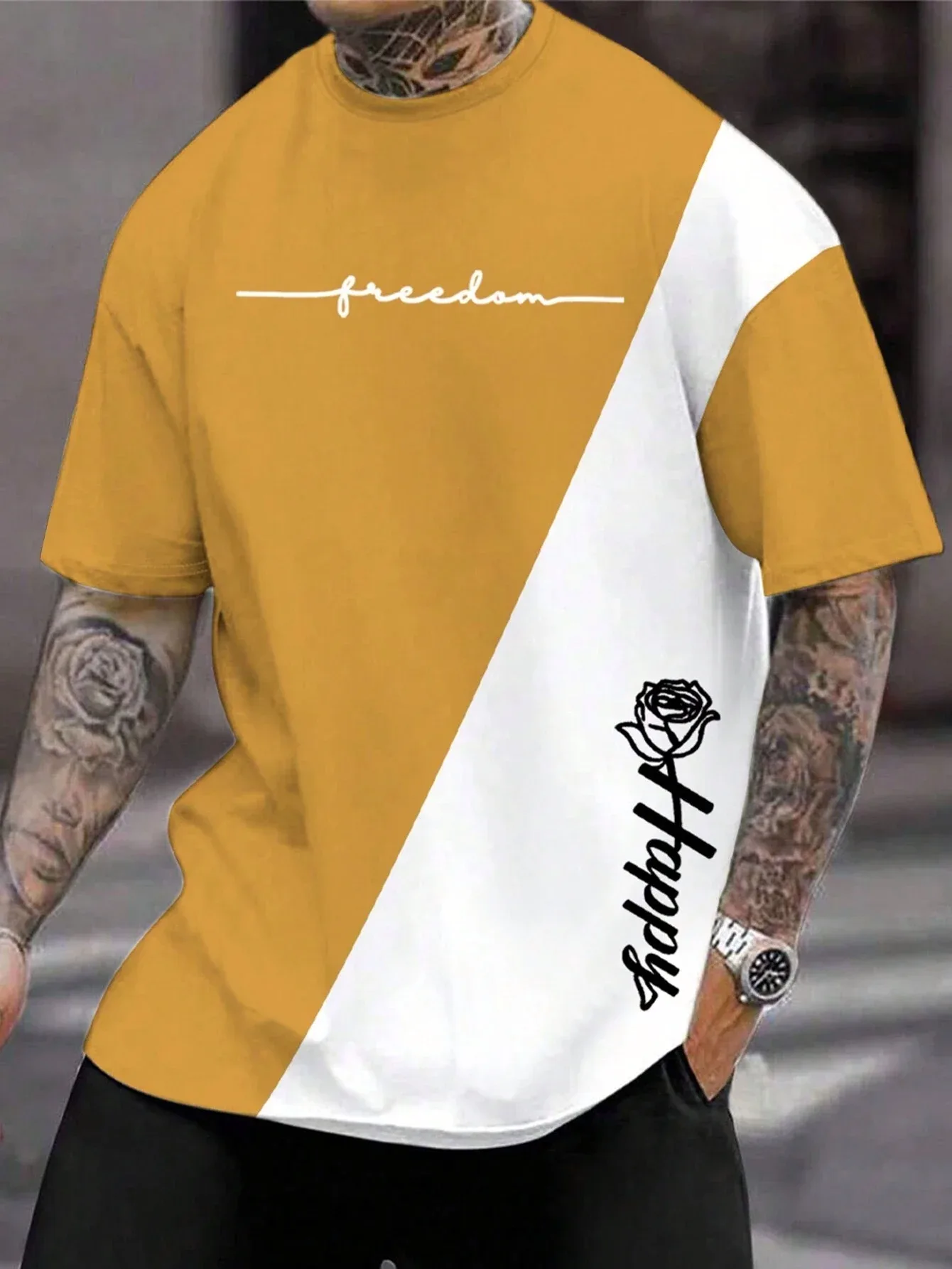 T Shirt For Men Clothing Fashion Letter&Flower 3D Printed T Shirts Harajuku Short Sleeve Tee Casual Oversized Men's Clothing image 4