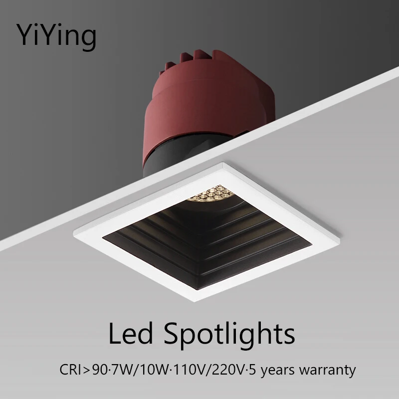 

YiYing Led Spotlight Build In Downlight Recessed Square Spot Light 110V 220V Ceiling Foco Lamp For Kitchen Home Indoor Lighting