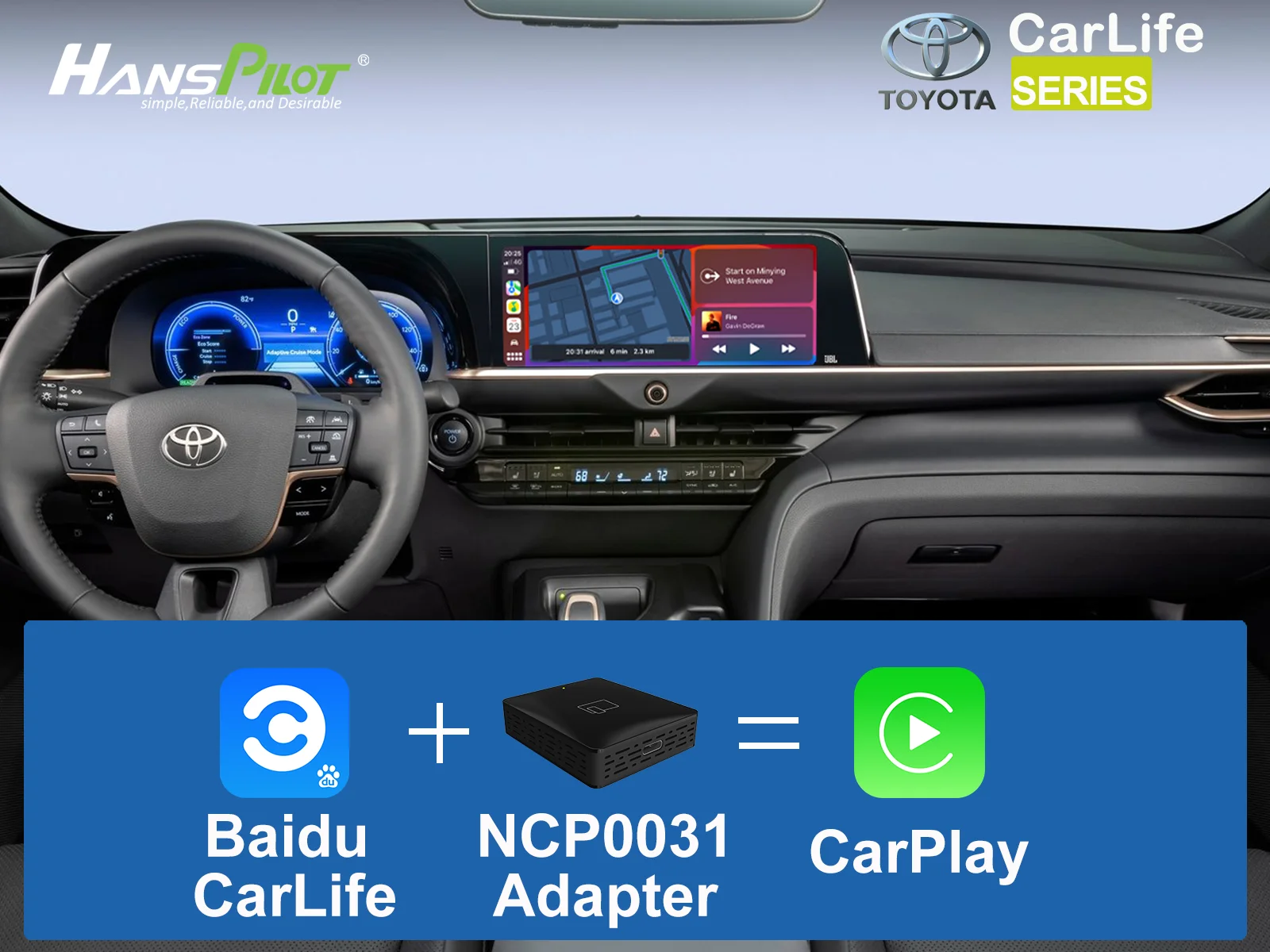 Baidu Carlife Carlife com fio para CarPlay, Caixa de Streaming sem fio, Toyota , Honda, Lexus, Mazda, Geely, Chery, carro chinês, NCP0031