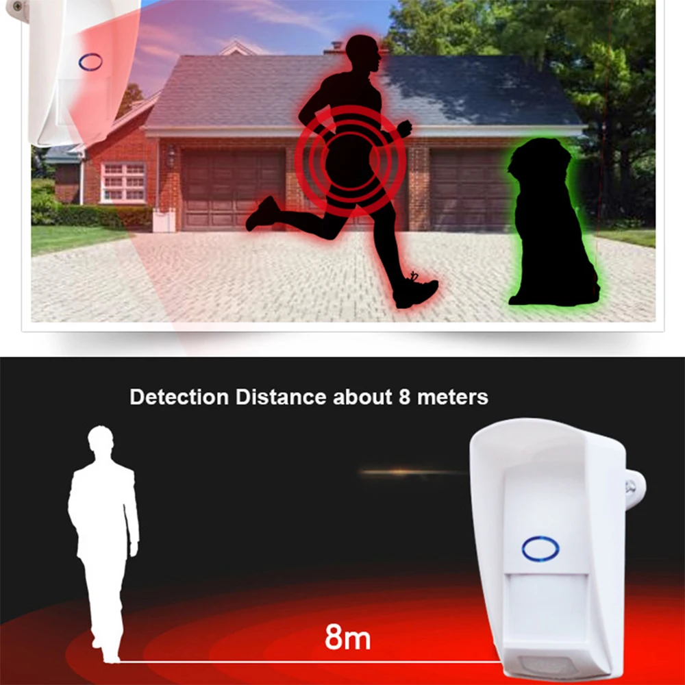 PIR Sensor Infrared Motion Detector Waterproof 433Mhz Siren Outdoor Wireless Home Security Wireless Anti-Theft Alarm Detector