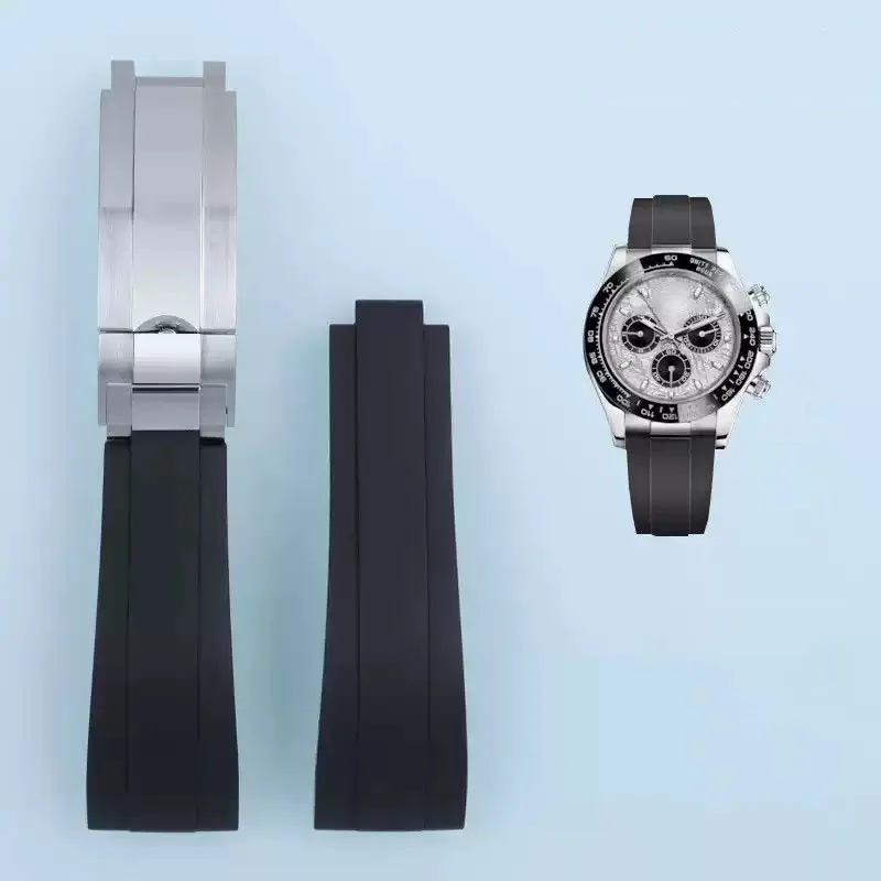 Bracelet de montre en caoutchouc à boucle courte pour Rolex Daytona Submariner Role OYSTERFLEX Yacht Master, petit bracelet en silicone de 20 mm