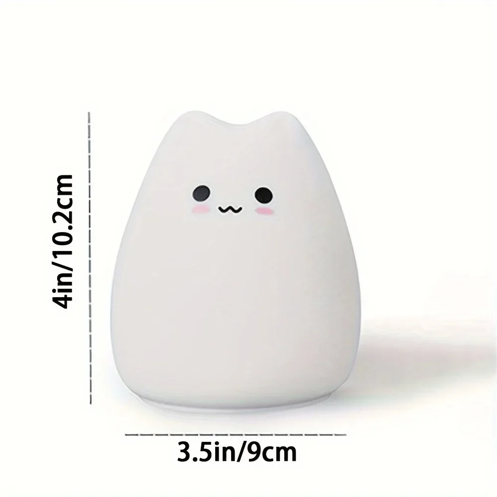 Lampu Malam LED Kucing Lucu-Lampu Silikon Dapat Diredupkan & Berubah Warna, Lampu Suasana Hati Bertenaga USB untuk Kamar Tidur/Tiburan/Dekorasi Kamar Anak
