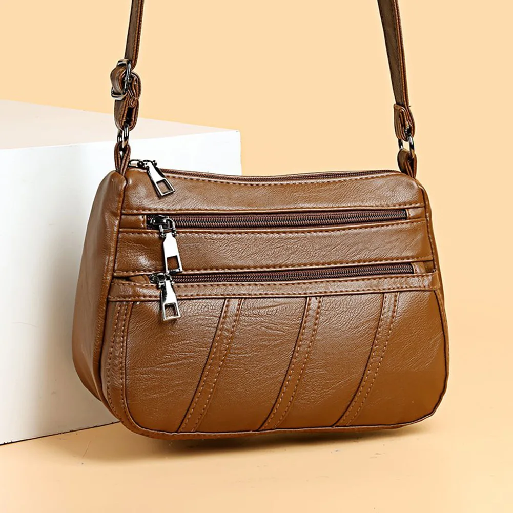 

PU Leather Solid Messenger Multi-pocket Purse Handbag Popular Simple Female Daily Bag Fashion Women Shoulder Bag