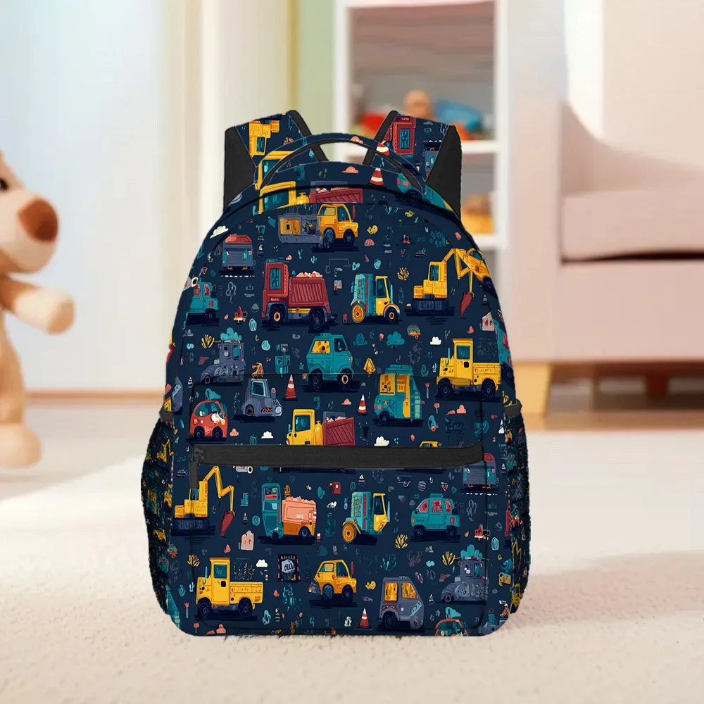 Construction Parade Backpack Lightweight Trendy Design with Construction Vehicles Print Ideal for Students and Young Teenager