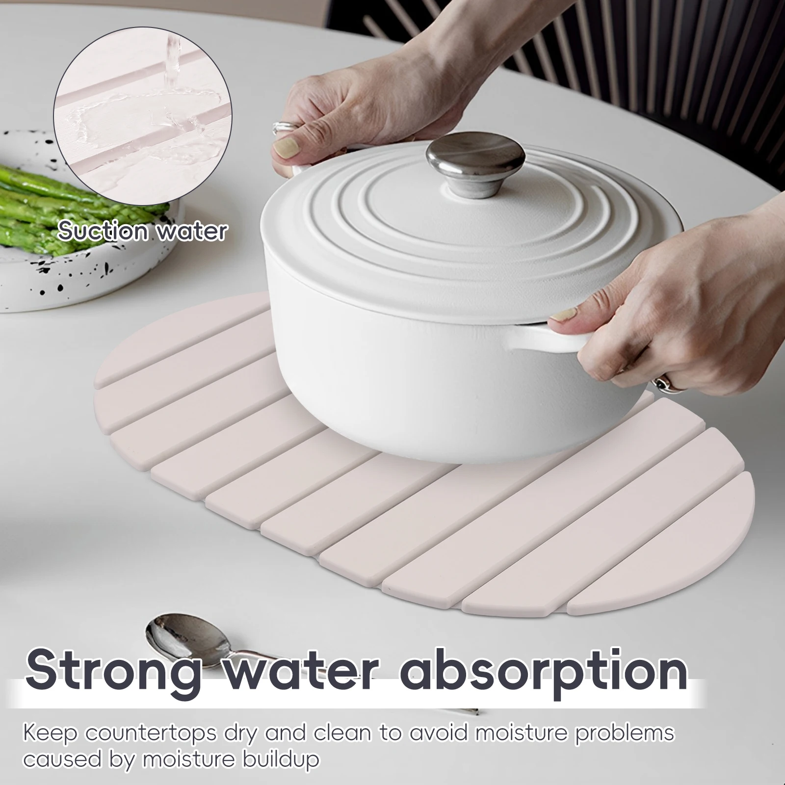 Diatomite Dish Drying Mat for Kitchen Counter Large Size Collapsible Cups Drying Mat Versatile Water Absorbent Dish Drain Pad