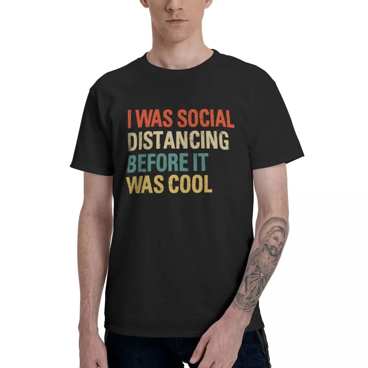 Fashion I Was Social Distancing Before It Was Cool T Shirts Pure Cotton Crewneck Men T-Shirts Short Sleeve PlUnisex Tee EU Size