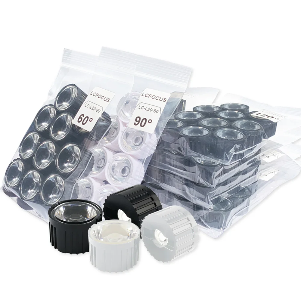 10set High Power 1W 3W 5W LED Lens 20MM PMMA Lenses With Bracket 5 8 15 25 30 45 60 90 120 Degree For 1 3 5 Watt Light Beads