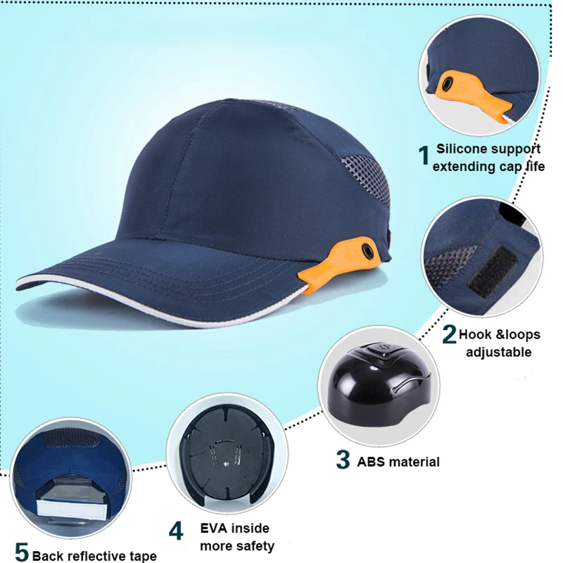 Hard Hat For Working Head Protection Top Breathable Bump Cap Work Safety Helmet ABS Inner Shell Baseball Hat Style Protective