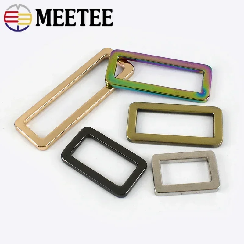 10/20Pcs Meetee 20-50mm Metal Webbing Adjuster Buckles Square Bag Backpack Strap Buckle Dog Collar Clasp DIY Hardware Accessory