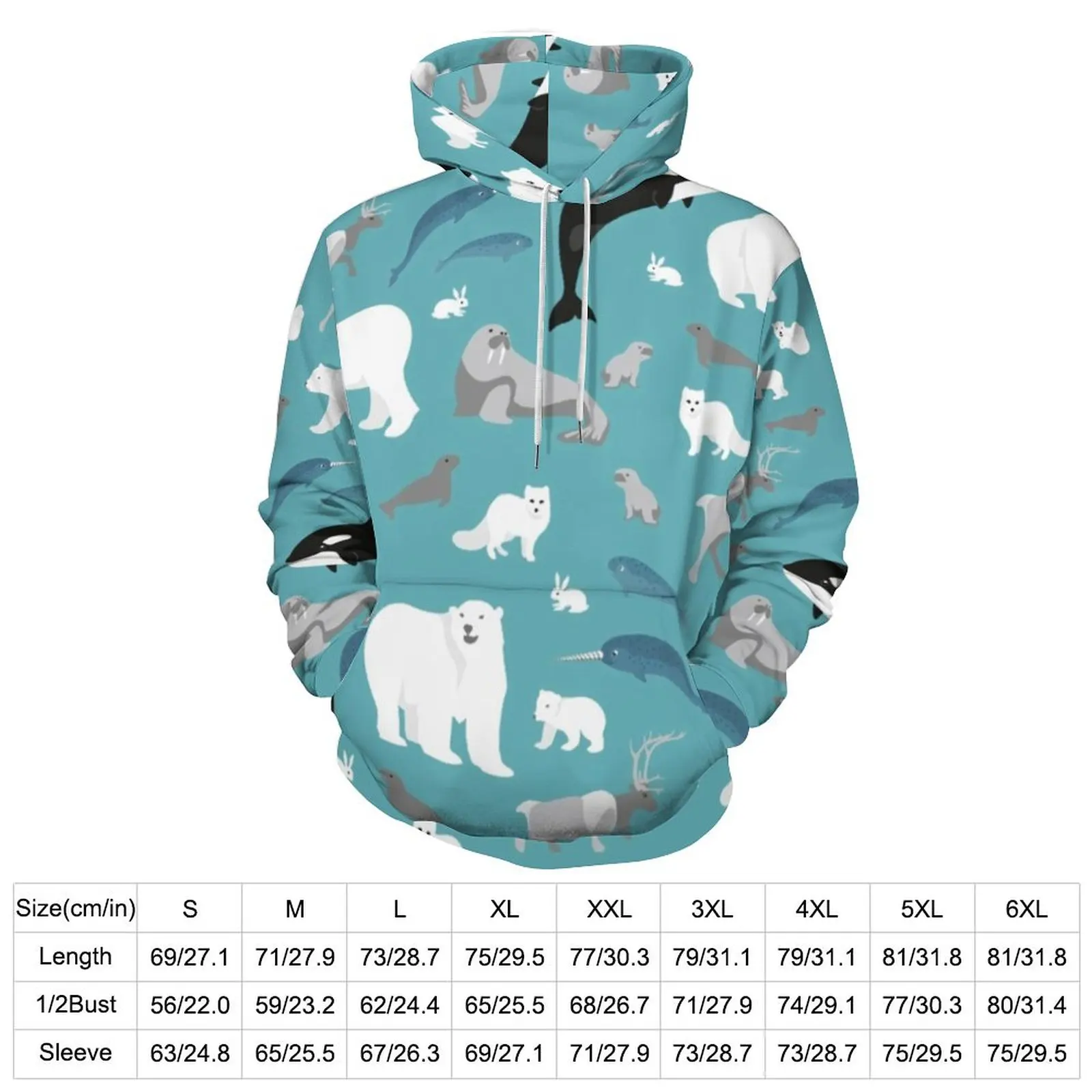 Arctic Animal Print Hoodies Polar Bear Street Wear Casual Hoodie Long Sleeve Y2k Graphic Hooded Sweatshirts Birthday Present