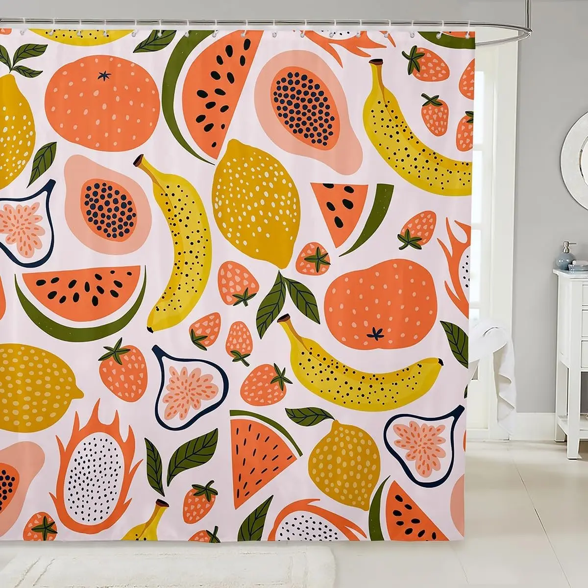 

Занавеска для душа с фруктами, клубника, арбуз, набор занавесок для душа для ванной комнаты для детей и взрослых, милая занавеска для ванны с папайей, лимоном, питьей