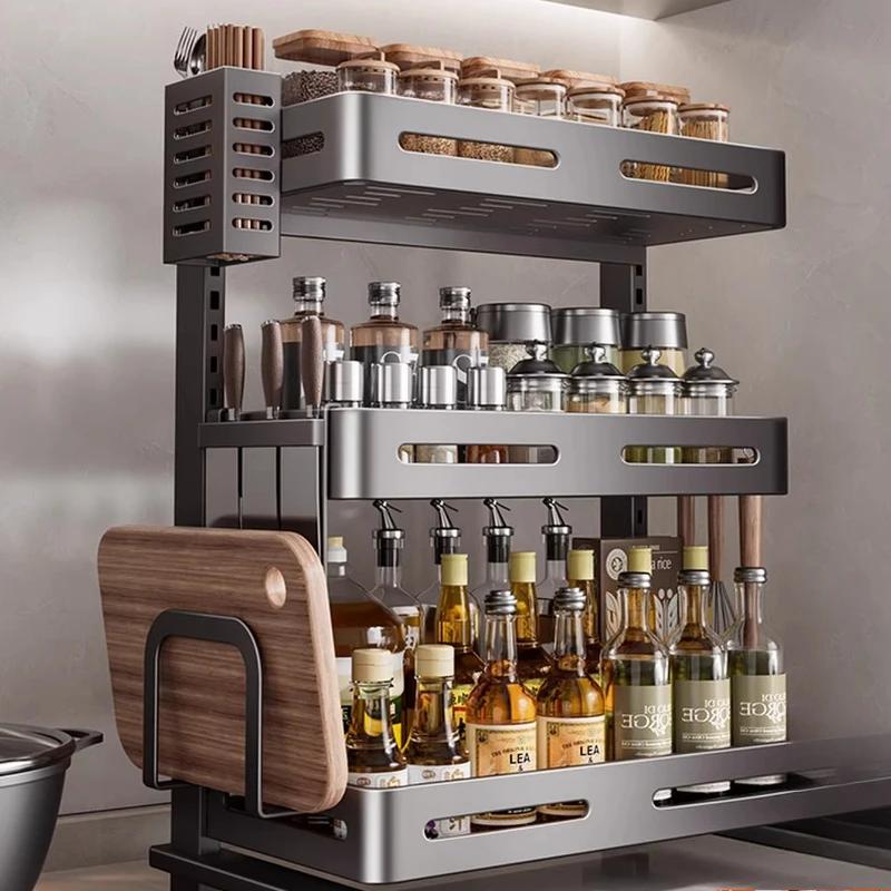 

Stainless Steel Kitchen Seasoning Seasoning Rack Multi-functional Multi-layer Countertop Storage