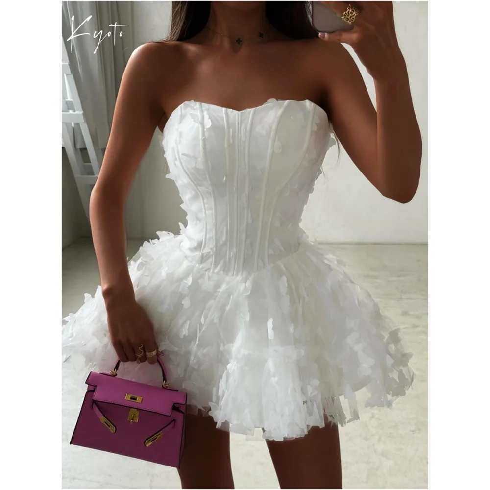 

Kyoto Customized Fishbone Corset Sleeveless Waist Wedding Dress Mini Ball Gown فستان زفاف After Party Abito da sposa