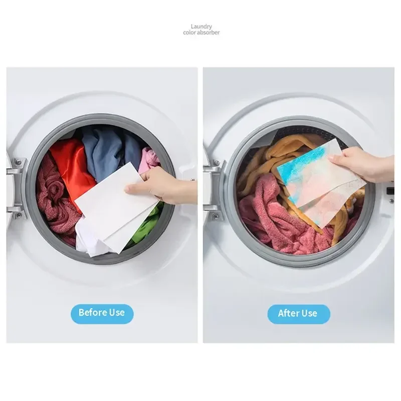 50PCS/Bag Color Absorption Paper Colour Catcher Sheet Anti Cloth Dyed Leaves Laundry Color Run Remove Sheet In Washing Machine