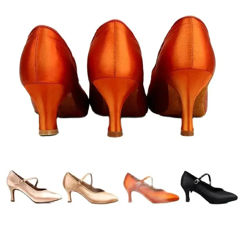 Sky02 Zapatos de baile latino modernos para fiesta de salón elegantes para mujer, zapatos de satén para graduación, vals Social, tacones de baile de Tango, punta cerrada, Salsa 88Li
