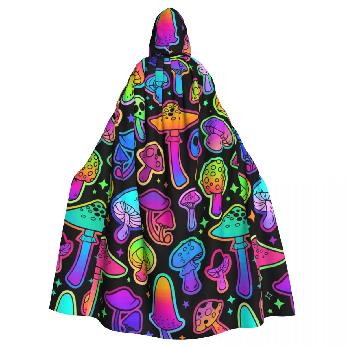 

Adult Vampire Cape Hooded Robe Psychedelic Magic Mushrooms (2) Halloween Cloak Full Length Cosplay