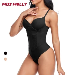 Sexy Built-in Bra Thongs Bodysuit Shapewear Women Mesh Body Shaper with 4 Steel Bones Slim Tummy Control Underwear Mesh Corset