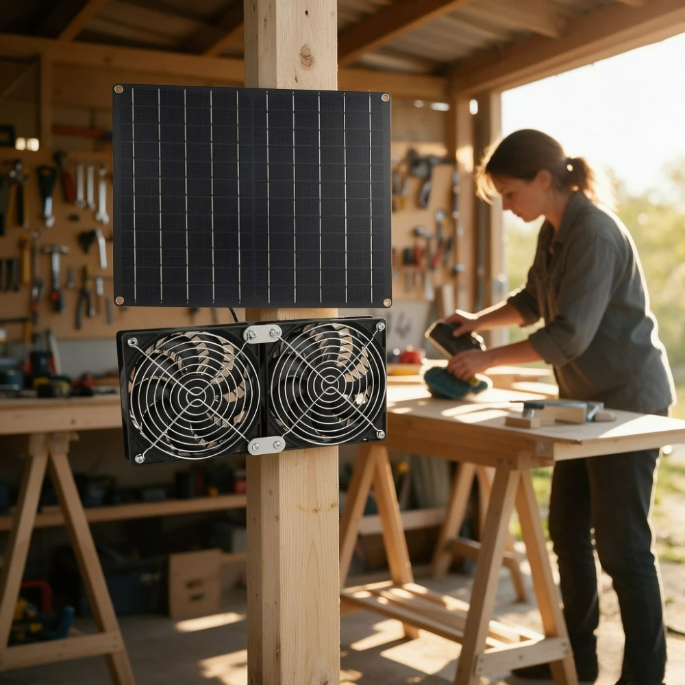 IPX7 Waterproof Solar Dual Cooling Exhaust Fan Kit 20W Solar Panel Low Noise High Speed Air Circulation Fan for Chicken Coop Dog