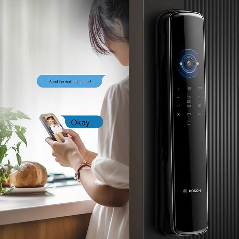 Bosch EL800VF Smart Home Door Lock Aluminum Alloy WiFi Visual Cat Eye Face Recognition Fingerprint Password Key Card Access