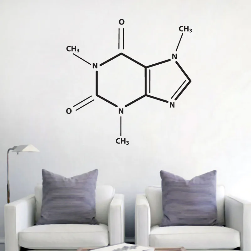Caffeine Molecule Periodic Table Elements Vinyl Wall Decal Learing Wall Art Sticker Chemistry School Class Room Decoration