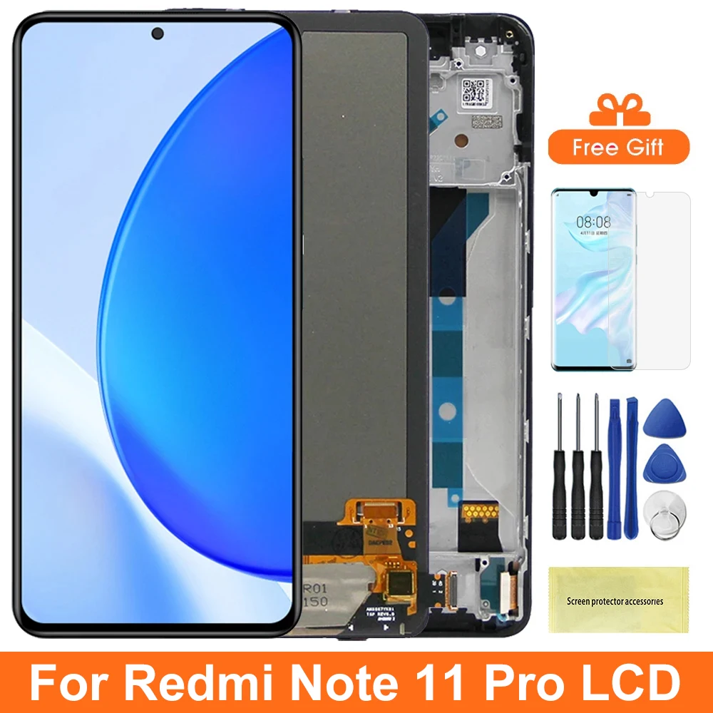 Screen for Xiaomi Redmi Note 11 Pro 2201116TG 2201116TI Lcd Display Digital Touch Screen with Frame for Redmi Note 11 Pro 5G