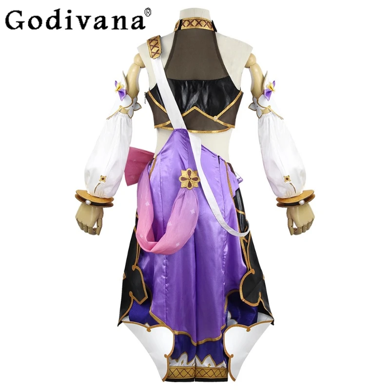 Impact Cosplay Costume for Women Halloween Anime Wig Hat Full Sets Girls Stage Party Top and Shorts Outfits Cos Costume