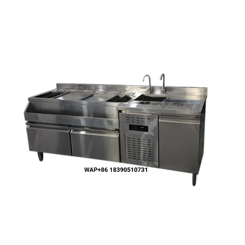 The Most Popular bar Store Equipment Refrigerator Bartender Station Stainless Steel Cocktail Station.