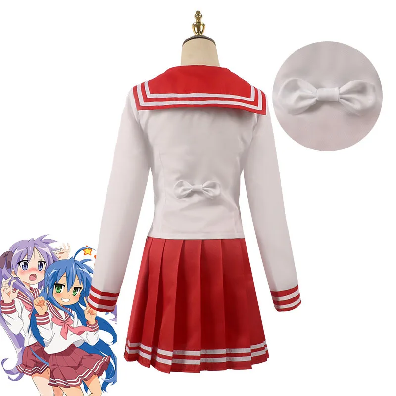 Glücksstern Konata Izumi Hiiragi Kagami Hiiragi Tsukasa Karneval Cosplay Kostüm Halloween Perücke JK Party Uniform Matrosen anzüge