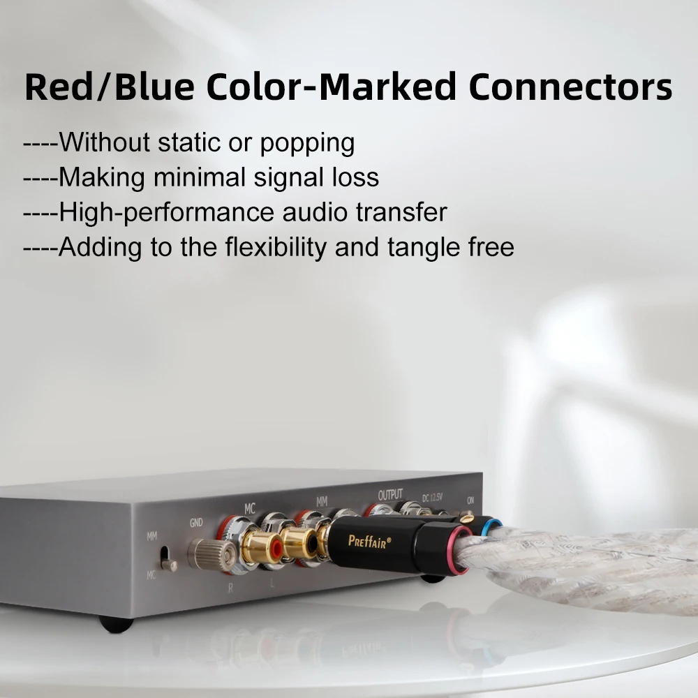 Pair RCA Cables with Silver Plated Plug HiFi Stereo Connection Cable Wire for Decorder,Mixer, Turntable, AMP, DAC
