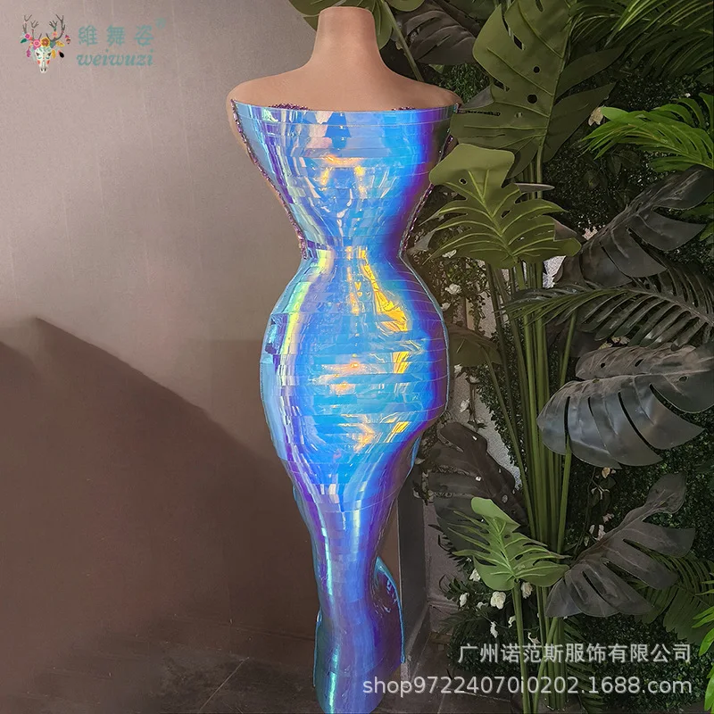 Robe de soirée de fête d'anniversaire pour femmes, haut de gamme, Sexy, longue, brillante, Tube, Bar, Club, robe de bal, Costume de spectacle sur scène pour femmes