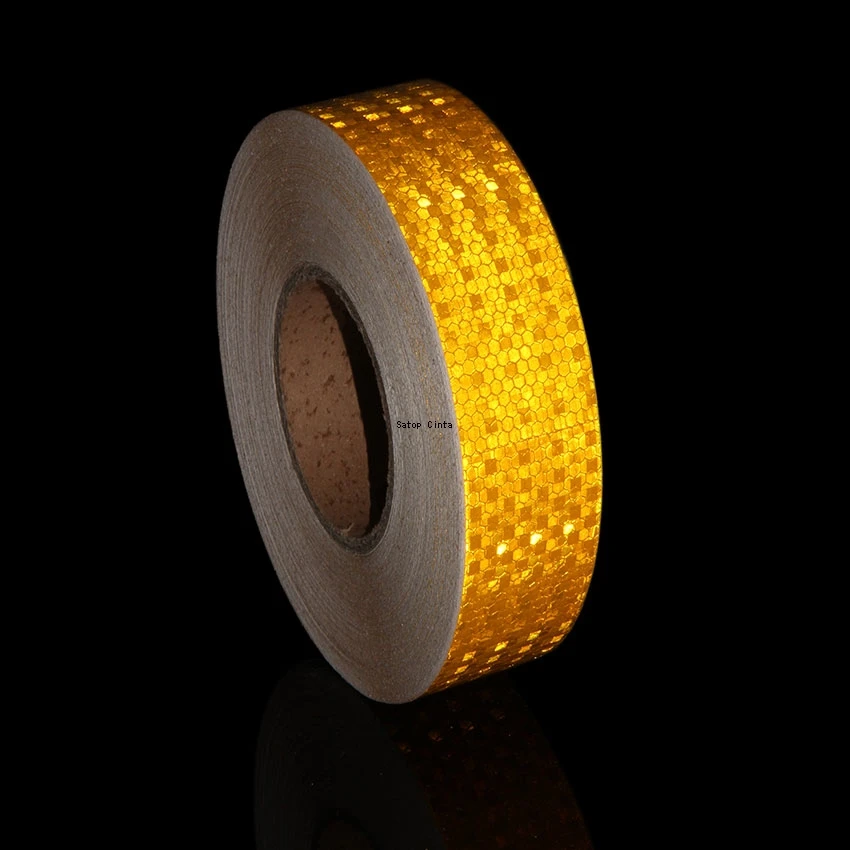 5cm*50m Reflective Tape Shining Star Yellow Waterproof Strong Adhesive Stickers Safety Warning Strip Reflectors Conspicuity Film