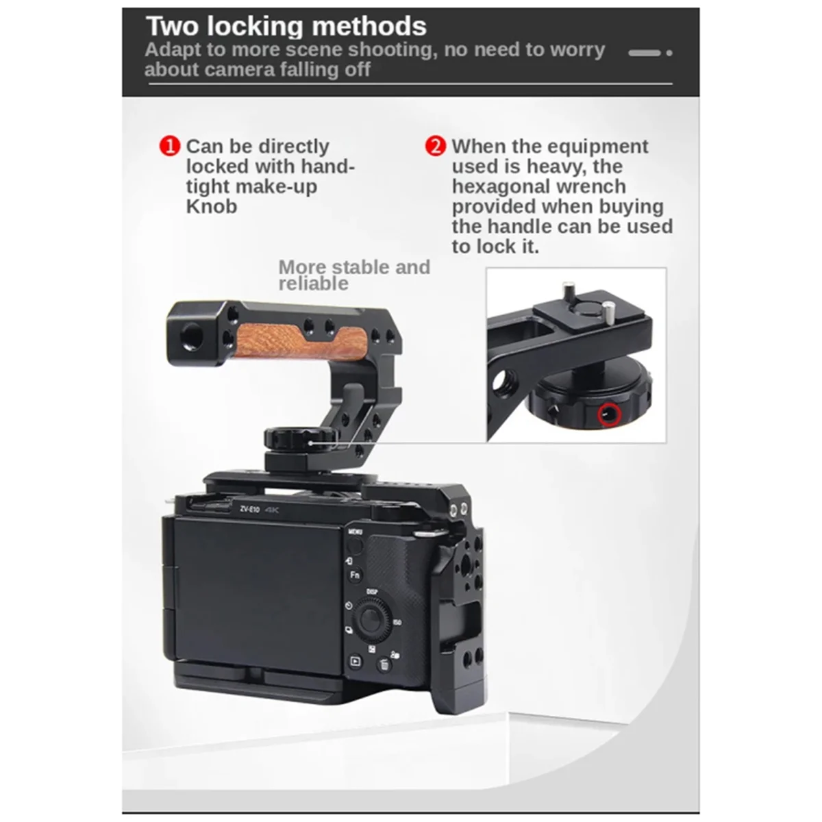 トップ木製ハンドルの位置 ARRl マイク LED ライト モニター用コールドシュー付きカメラ ケージ用トップ木製ハンドルの位置