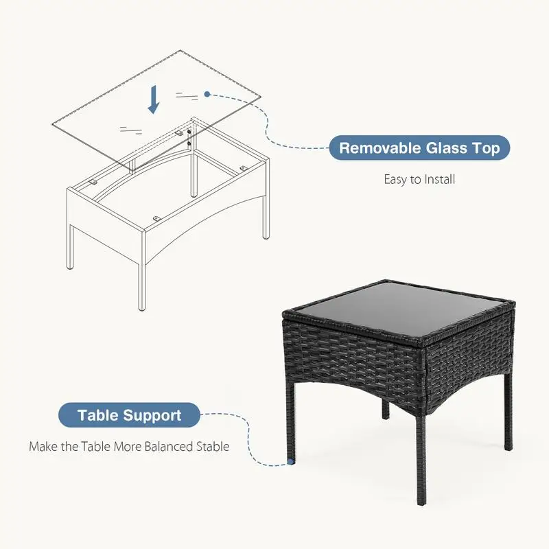 Terrassen möbel Set 3 Stück Schnitt Outdoor-Set, manuelle Korb Terrasse Gespräch Set für Veranda Hinterhof Rasen Garten Pool