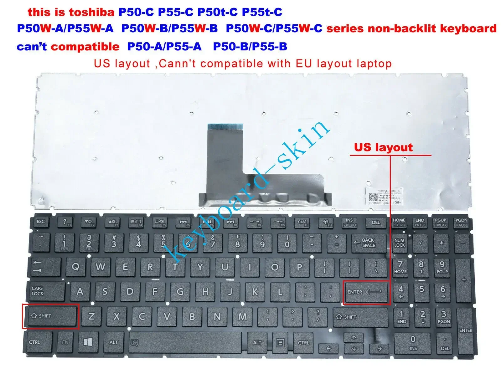 Nuevo teclado negro para Toshiba P50-C P50D-C P50t-C P55-C... P55D-C P55t-C NSK-V90SQ AEBLIU00110 portátil