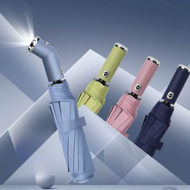 

Новый светодиодный фонарик, автоматический зонт, многофункциональный ночной складной зонт двойного назначения высокой интенсивности, ветрозащитный и солнцезащитный