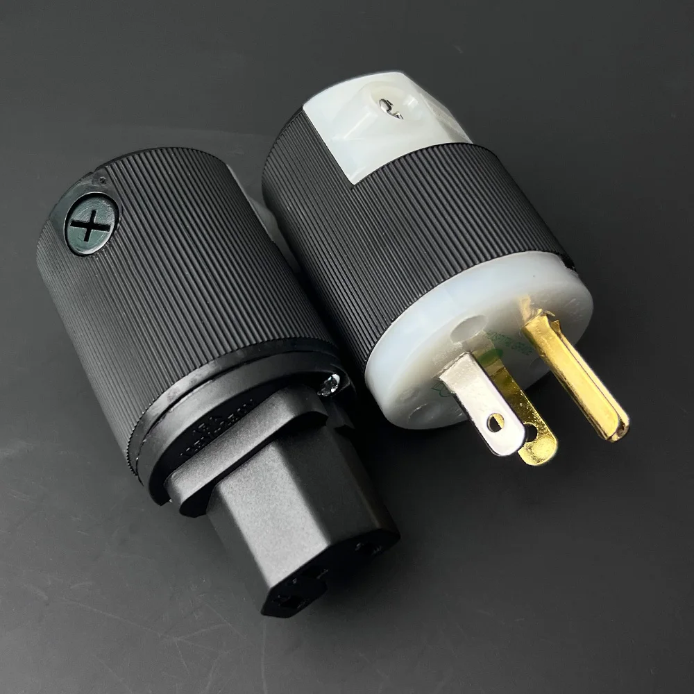 Hubbell Copper Gold Plated + Rhodium plating DIY US Version AC Hifi Power Plug & IEC Connecter