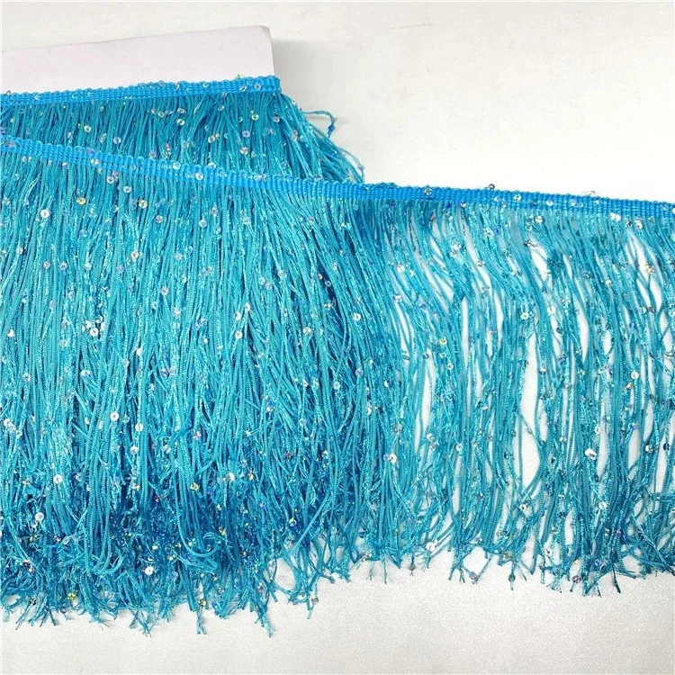 20CM Fringe Tassel Trimming Per Yard Lace Sequined Quilting For Patchwork DIY Decorative Accessory Latin Dress Curtain Handwork