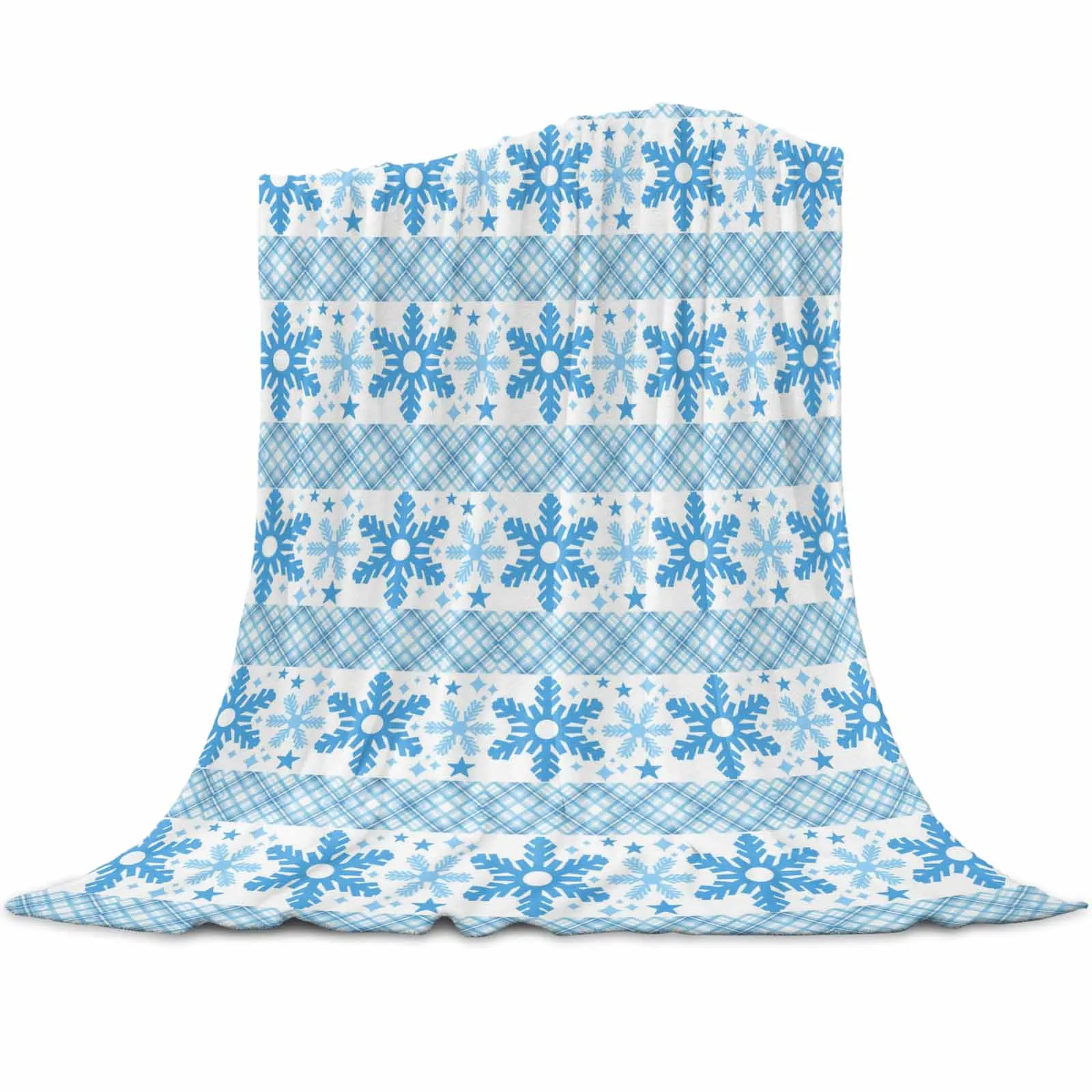 

Рождественские синие клетчатые пледы со снежинками, одеяла для дивана-кровати, зимние мягкие плюшевые теплые семейные друзья, праздничные подарки