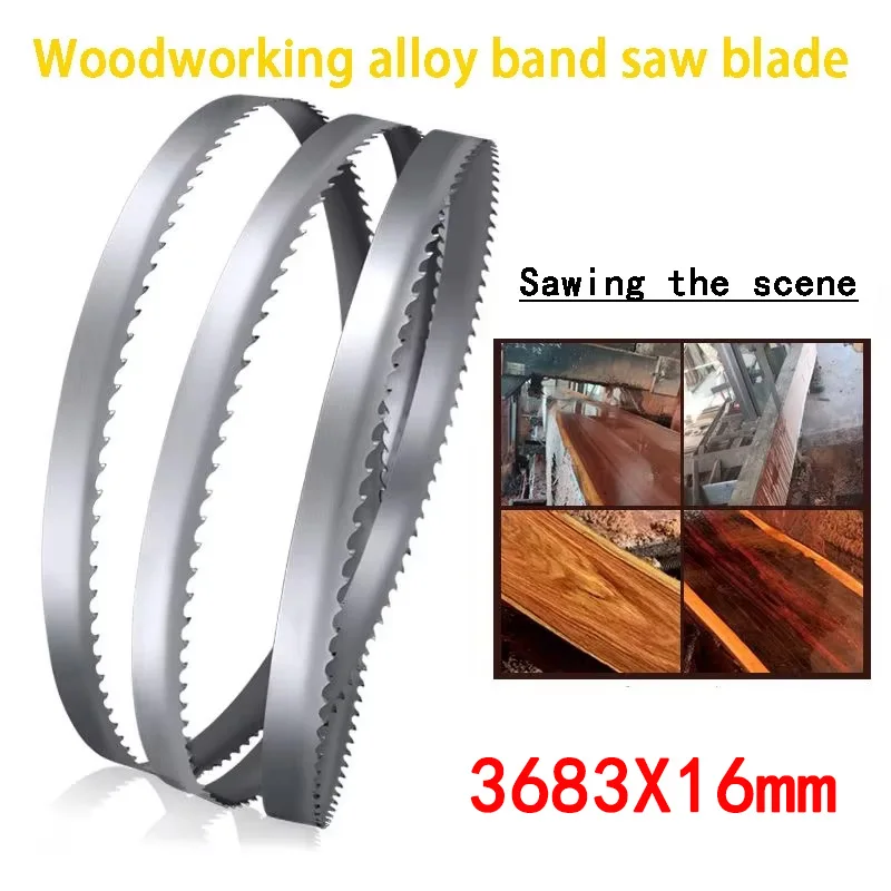 3683X16mm Woodworking  Band Saw Blades Sawmill Blades for Cutting Hardwood  Tct Bandsaw Blade Wood Cutting for log bandsaw mill